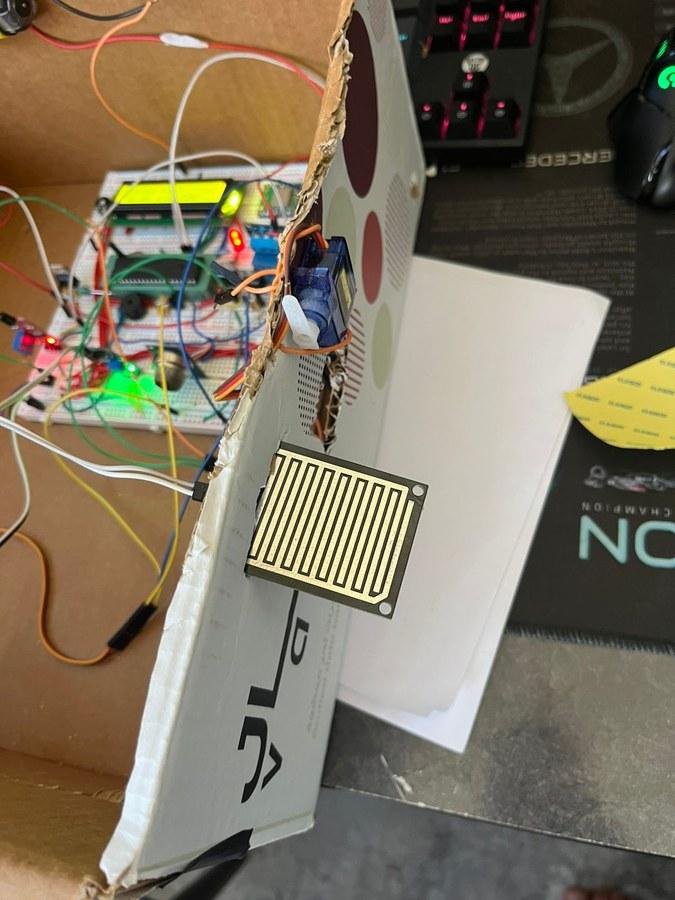 Smart home prototype during water sensor testing